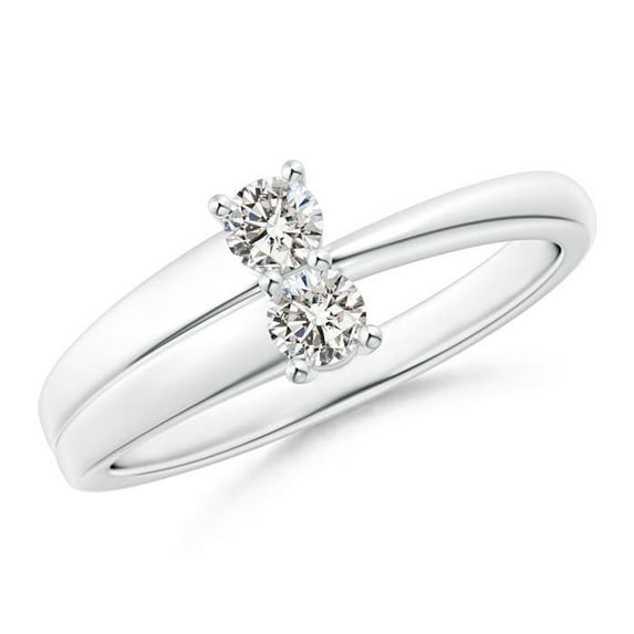 ANGARA Natural 2-Stone Diamond Anniversary Ring in 14K White Gold for Women (Size-3.2mm| Color-I-J| Clarity-I1-I2) | April Birthstone, Anniversary, Jewelry Gift for Women | Natural Diamond Ring