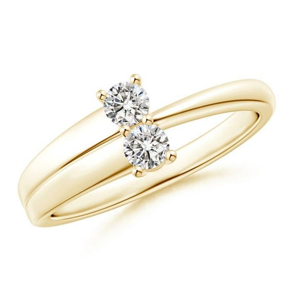 ANGARA Natural 2-Stone Diamond Anniversary Ring in 14K Yellow Gold for Women (Size-3.2mm| Color-I-J| Clarity-I1-I2) | April Birthstone, Anniversary, Jewelry Gift for Women | Natural Diamond Ring