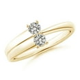 thumbnail image 1 of ANGARA Natural 2-Stone Diamond Anniversary Ring in 14K Yellow Gold for Women (Size-3.2mm| Color-K| Clarity-I3) | April Birthstone, Anniversary, Jewelry Gift for Women | Natural Diamond Ring, 1 of 8