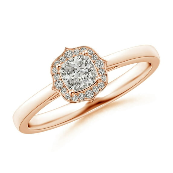 ANGARA Natural 0.25 Ct. Diamond Halo Engagement Ring in 14K Rose Gold for Women (Ring Size: 11.5)