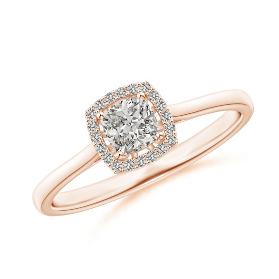 ANGARA Natural Cushion Diamond Halo Engagement Ring in 14K Rose Gold for Women (Size-4mm| Color-K| Clarity-I3) | April Birthstone, Birthday, Anniversary, Jewelry Gift for Women | Natural Diamond Ring