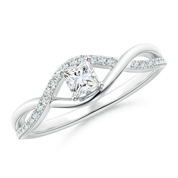 ANGARA Natural Diamond Infinity Swirl Promise Ring in 14K White Gold for Women (Size-3.5mm| Color-G| Clarity-VS2) | April Birthstone, Anniversary, Jewelry Gift for Women | Natural Diamond Ring