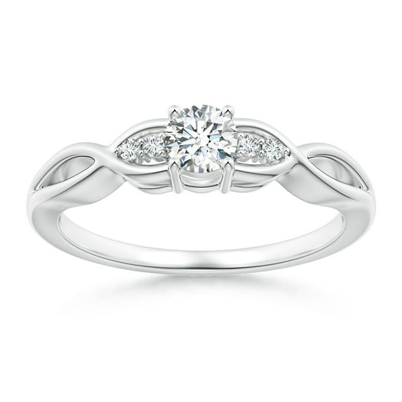 ANGARA Natural Infinity Twist Diamond Promise Ring in 14K White Gold for Women (Size-4.1mm| Color-G| Clarity-VS2) | April Birthstone, Anniversary, Jewelry Gift for Women | Natural Diamond Ring