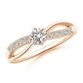 thumbnail image 1 of ANGARA Natural Six Prong-Set Diamond Split Shank Ring in 14K Rose Gold for Women (Size-4.1mm| Color-I-J| Clarity-I1-I2) | April Birthstone, Anniversary, Jewelry Gift for Women | Natural Diamond Ring, 1 of 8