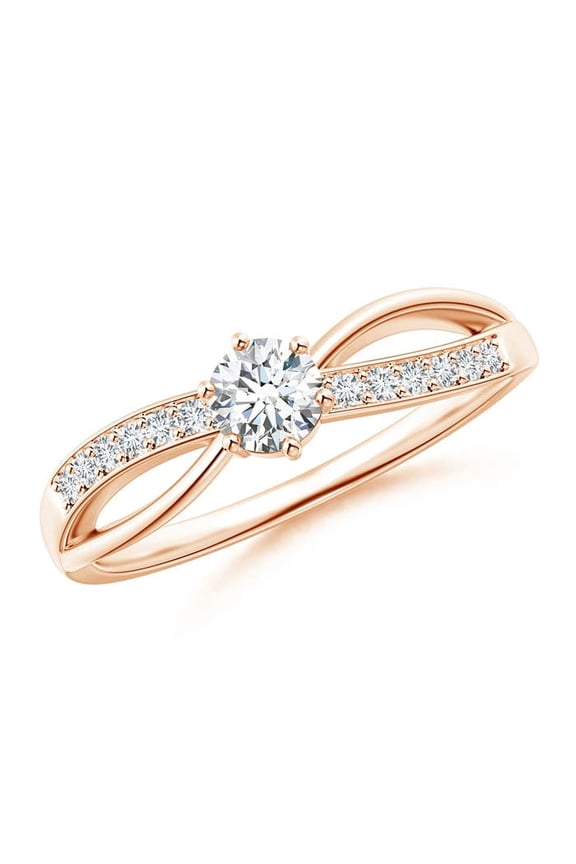Natural Six Prong-Set Diamond Split Shank Ring in 14K Rose Gold for Women (Size-4.1mm| Color-G| Clarity-VS2) | April Birthstone, Anniversary, Jewelry Gift for Women | Natural Diamond Ring