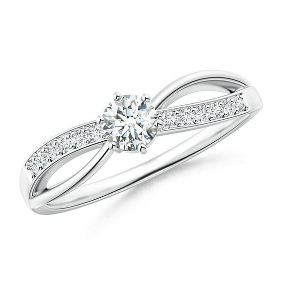 ANGARA Natural Six Prong-Set Diamond Split Shank Ring in 14K White Gold for Women (Size-4.1mm| Color-G| Clarity-VS2) | April Birthstone, Anniversary, Jewelry Gift for Women | Natural Diamond Ring