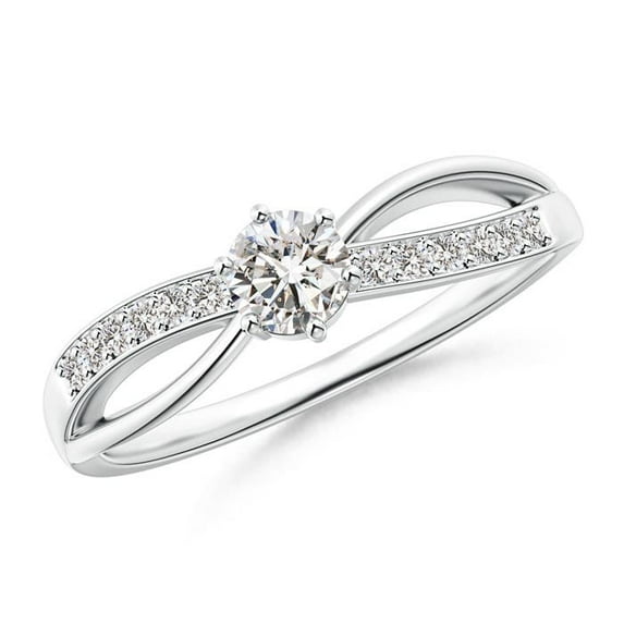 ANGARA Natural Six Prong-Set Diamond Split Shank Ring in 14K White Gold for Women (Size-4.1mm| Color-I-J| Clarity-I1-I2) | April Birthstone, Anniversary, Jewelry Gift for Women | Natural Diamond Ring