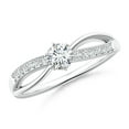 thumbnail image 1 of ANGARA Natural Six Prong-Set Diamond Split Shank Ring in 14K White Gold for Women (Size-4.1mm| Color-G| Clarity-VS2) | April Birthstone, Anniversary, Jewelry Gift for Women | Natural Diamond Ring, 1 of 7