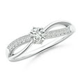 thumbnail image 1 of ANGARA Natural Six Prong-Set Diamond Split Shank Ring in 14K White Gold for Women (Size-4.1mm| Color-H| Clarity-SI2) | April Birthstone, Anniversary, Jewelry Gift for Women | Natural Diamond Ring, 1 of 7