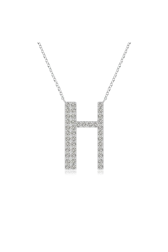 Natural Diamond Capital "H" Initial Pendant in 14K White Gold for Women (Size-1.1mm| Color-K| Clarity-I3) | April Birthstone, Anniversary, Jewelry Gift for Women | Natural Diamond Necklace