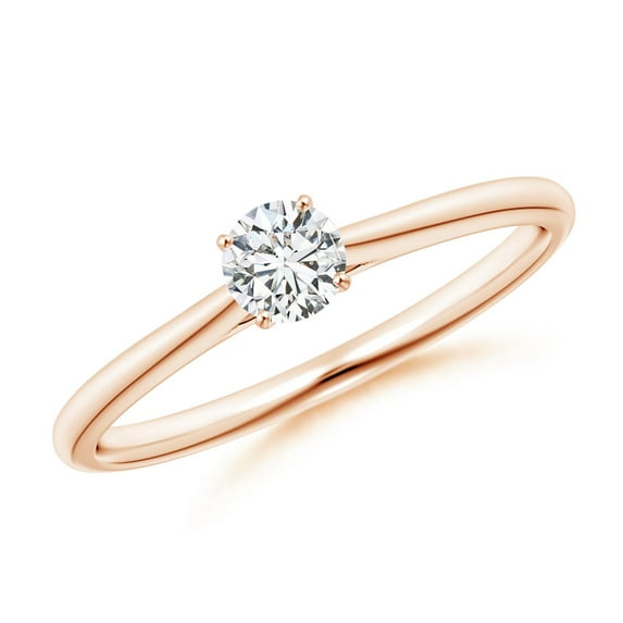 ANGARA Natural Diamond Tapered Cathedral Engagement Ring in 14K Rose Gold for Women (Size-4.1mm| Color-H| Clarity-SI2) | April Birthstone, Anniversary, Jewelry Gift for Women | Natural Diamond Ring
