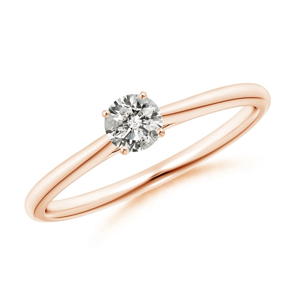 ANGARA Natural Diamond Tapered Cathedral Engagement Ring in 14K Rose Gold for Women (Size-4.1mm| Color-K| Clarity-I3) | April Birthstone, Anniversary, Jewelry Gift for Women | Natural Diamond Ring