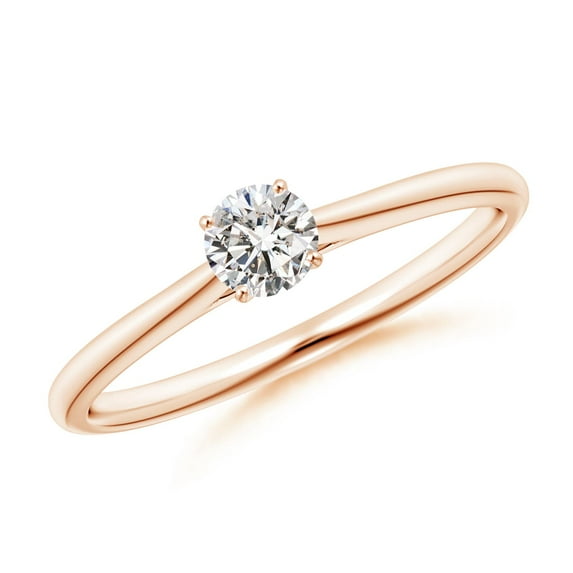 ANGARA Natural Diamond Tapered Cathedral Engagement Ring in 14K Rose Gold for Women (Size-4.1mm| Color-I-J| Clarity-I1-I2) | Anniversary, Jewelry Gift for Women | Natural Diamond Ring