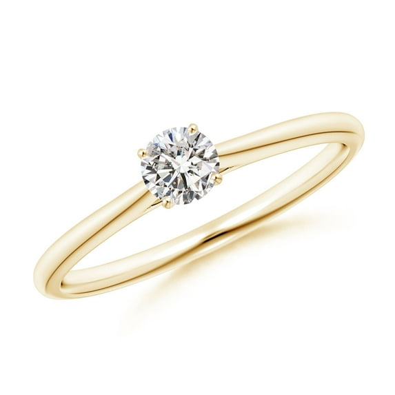 ANGARA Natural Diamond Tapered Cathedral Engagement Ring in 14K Yellow Gold for Women (Size-4.1mm| Color-I-J| Clarity-I1-I2) | Anniversary, Jewelry Gift for Women | Natural Diamond Ring
