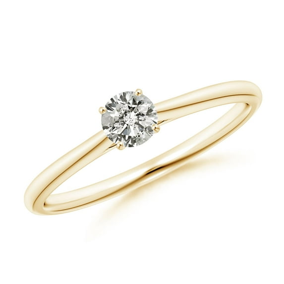 ANGARA Natural Diamond Tapered Cathedral Engagement Ring in 14K Yellow Gold for Women (Size-4.1mm| Color-K| Clarity-I3) | April Birthstone, Anniversary, Jewelry Gift for Women | Natural Diamond Ring