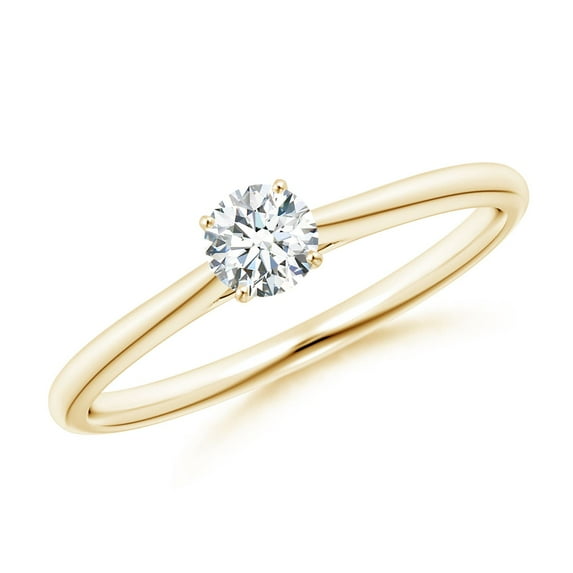 ANGARA Natural Diamond Tapered Cathedral Engagement Ring in 14K Yellow Gold for Women (Size-4.1mm| Color-G| Clarity-VS2) | April Birthstone, Anniversary, Jewelry Gift for Women | Natural Diamond Ring