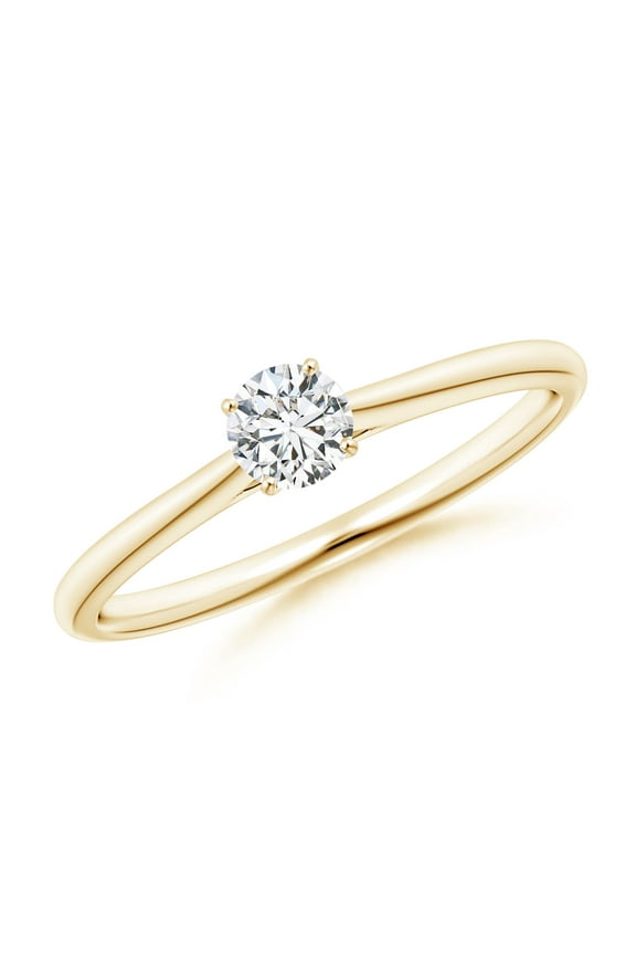 Natural Diamond Tapered Cathedral Engagement Ring in 14K Yellow Gold for Women (Size-4.1mm| Color-H| Clarity-SI2) | April Birthstone, Anniversary, Jewelry Gift for Women | Natural Diamond Ring