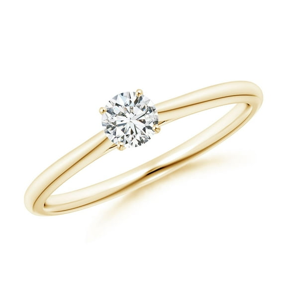 ANGARA Natural Diamond Tapered Cathedral Engagement Ring in 14K Yellow Gold for Women (Size-4.1mm| Color-H| Clarity-SI2) | April Birthstone, Anniversary, Jewelry Gift for Women | Natural Diamond Ring