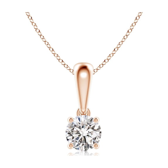 ANGARA Natural Classic Diamond Solitaire Pendant in 14K Rose Gold for Women (Size-4.1mm| Color-I-J| Clarity-I1-I2) | April Birthstone, Anniversary, Jewelry Gift for Women | Natural Diamond Necklace