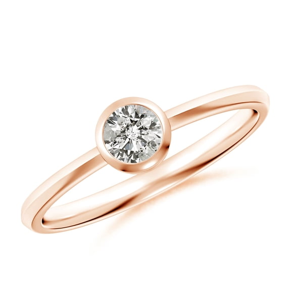 ANGARA Natural Bezel-Set Diamond Solitaire Engagement Ring in 14K Rose Gold for Women (Size-4.1mm| Color-K| Clarity-I3) | April Birthstone, Anniversary, Jewelry Gift for Women | Natural Diamond Ring