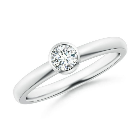 ANGARA Natural Bezel-Set Solitaire Diamond Stackable Ring in 14K White Gold for Women (Size-4.1mm| Color-G| Clarity-VS2) | April Birthstone, Anniversary, Jewelry Gift for Women | Natural Diamond Ring