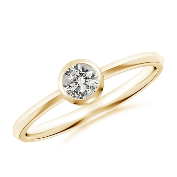 ANGARA Natural Diamond Solitaire Engagement Ring in 14K Yellow Gold for Women (Size-4.1mm| Color-K| Clarity-I3) | April Birthstone, Anniversary, Jewelry Gift for Women | Natural Diamond Ring
