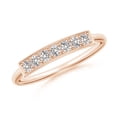 thumbnail image 1 of ANGARA Natural Pave Set Diamond Bar Ring with Milgrain in 14K Rose Gold for Women (Size-2mm| Color-I-J| Clarity-I1-I2) | April Birthstone, Anniversary, Jewelry Gift for Women | Natural Diamond Ring, 1 of 11