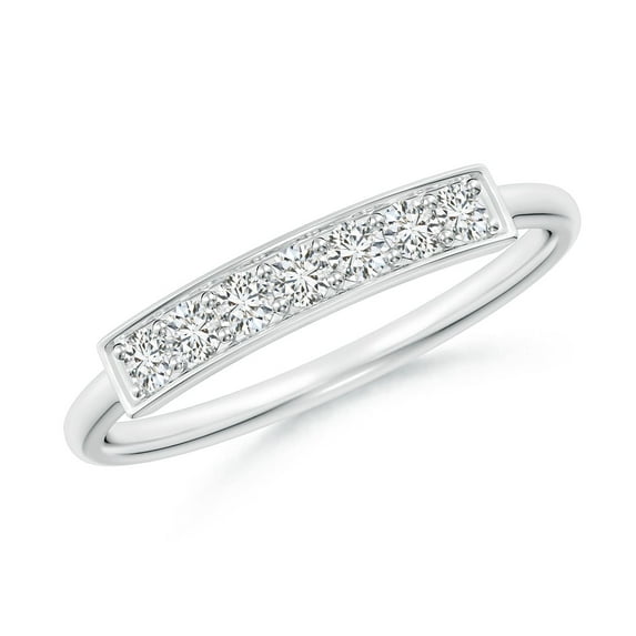 ANGARA Natural Pave Set Diamond Bar Ring with Milgrain in 14K White Gold for Women (Size-2mm| Color-H| Clarity-SI2) | April Birthstone, Anniversary, Jewelry Gift for Women | Natural Diamond Ring