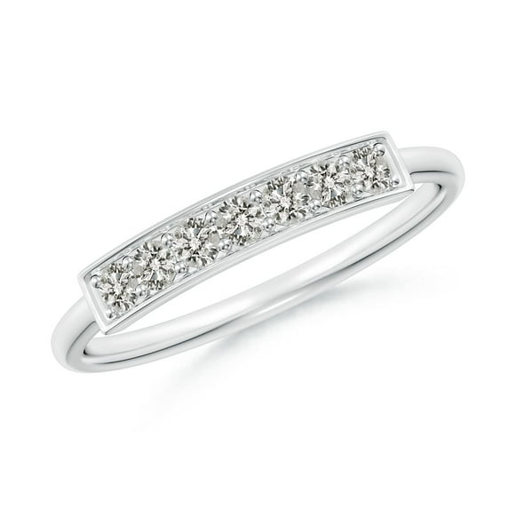 ANGARA Natural Pave Set Diamond Bar Ring with Milgrain in 14K White Gold for Women (Size-2mm| Color-K| Clarity-I3) | April Birthstone, Anniversary, Jewelry Gift for Women | Natural Diamond Ring