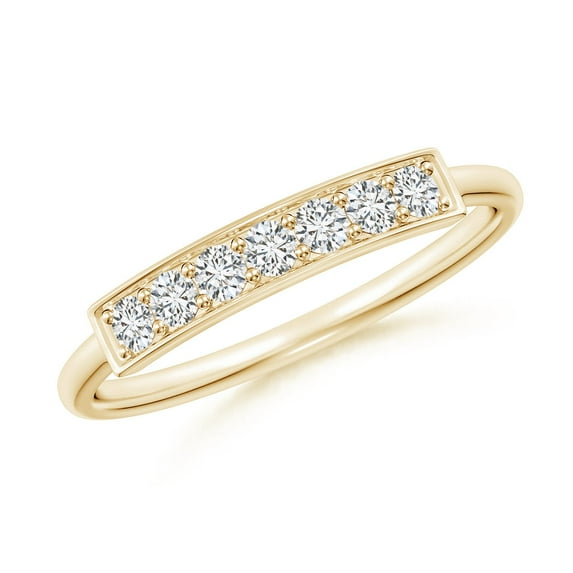 ANGARA Natural Pave Set Diamond Bar Ring with Milgrain in 14K Yellow Gold for Women (Size-2mm| Color-H| Clarity-SI2) | April Birthstone, Anniversary, Jewelry Gift for Women | Natural Diamond Ring