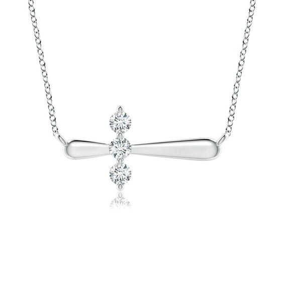 ANGARA Natural Diamond Sideways Cross Necklace in 14K White Gold for Women (Size-2.8mm| Color-G| Clarity-VS2) | April Birthstone, Anniversary, Jewelry Gift for Women | Natural Diamond Necklace