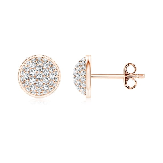 ANGARA Natural Pave-Set Diamond Cluster Stud Earrings in 14K Rose Gold for Women (Size-1.3mm| Color-G| Clarity-VS2) | April Birthstone, Anniversary, Jewelry Gift for Women | Natural Diamond Earrings