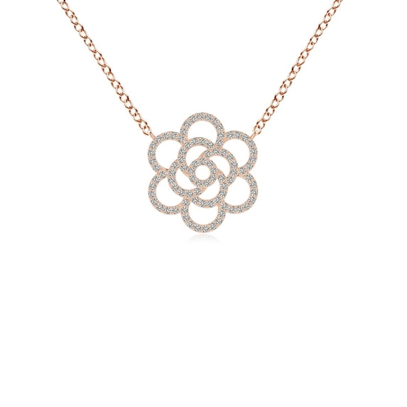ANGARA Natural Nature Inspired Diamond Flower Pendant in 14K Rose Gold for Women (Size-0.9mm| Color-K| Clarity-I3) | April Birthstone, Anniversary, Jewelry Gift for Women | Natural Diamond Necklace