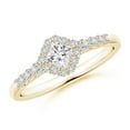 thumbnail image 1 of ANGARA Natural Princess-Cut Diamond Halo Ring in 14K Yellow Gold for Women (Size-3.6mm| Color-H| Clarity-SI2) | April Birthstone, Anniversary, Jewelry Gift for Women | Natural Diamond Ring, 1 of 10