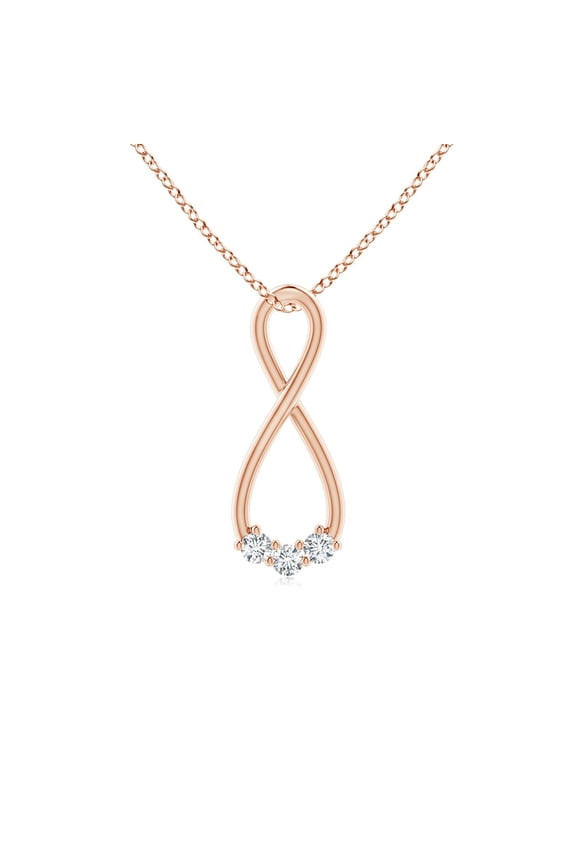 Natural 3 Stone Diamond Infinity Loop Pendant in 14K Rose Gold for Women (Size-2.8mm| Color-G| Clarity-VS2) | April Birthstone, Anniversary, Jewelry Gift for Women | Natural Diamond Necklace