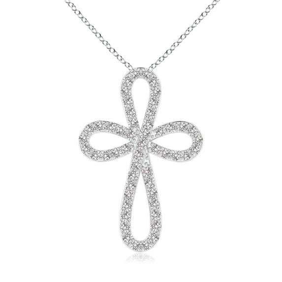 ANGARA Natural Diamond Infinity Bow Cross Pendant in 14K White Gold for Women (Size-1mm| Color-I-J| Clarity-I1-I2) | April Birthstone, Anniversary, Jewelry Gift for Women | Natural Diamond Necklace