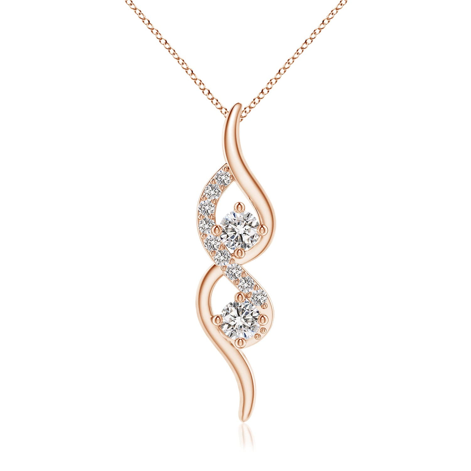 ANGARA Natural 0.08 Ct. Diamond Two Stone Pendant Necklace in 14K