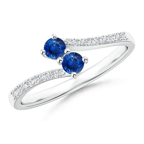 ANGARA Natural 0.28 Ct. Blue Sapphire with Diamond Classic Ring in 14K White Gold for Women (Ring Size: 12)