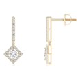 thumbnail image 1 of ANGARA Natural Floating Diamond Dangle Earrings in 14K Yellow Gold for Women (Size-2.9mm| Color-G| Clarity-VS2) | April Birthstone, Anniversary, Jewelry Gift for Women | Natural Diamond Earrings, 1 of 6