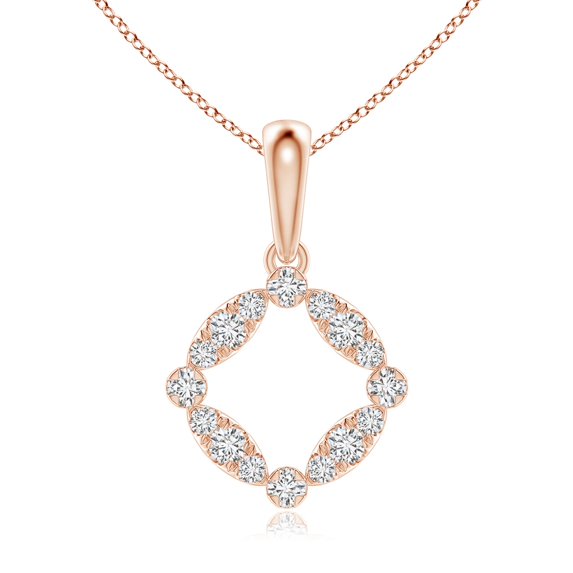 ANGARA Natural Marquise and Dot Diamond Circle Pendant in 14K Rose Gold for Women (Size-2mm| Color-H| Clarity-SI2) | April Birthstone, Anniversary, Jewelry Gift for Women | Natural Diamond Necklace