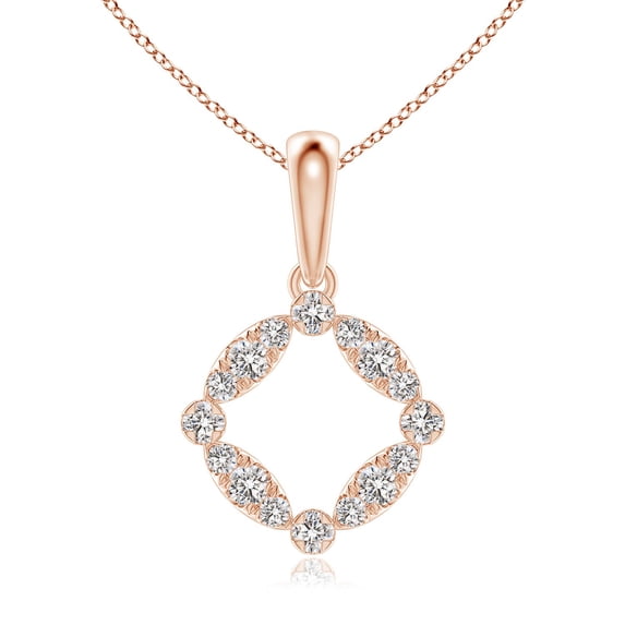 ANGARA Natural and Dot Diamond Circle Pendant in 14K Rose Gold for Women (Size-2mm| Color-I-J| Clarity-I1-I2) | April Birthstone, Anniversary, Jewelry Gift for Women | Natural Diamond Necklace