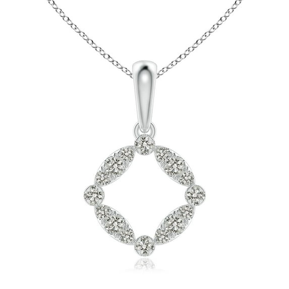 ANGARA Natural Marquise and Dot Diamond Circle Pendant in 14K White Gold for Women (Size-2mm| Color-K| Clarity-I3) | April Birthstone, Anniversary, Jewelry Gift for Women | Natural Diamond Necklace