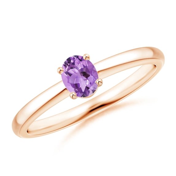ANGARA Natural 0.3 Ct. Amethyst Solitaire Stackable Ring in 14K Rose Gold for Women (Ring Size: 11.5)