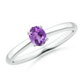 thumbnail image 1 of ANGARA Natural Classic Solitaire Oval Amethyst Promise Ring in 925 Sterling Silver for Women (Size-5x4mm) | February Birthstone, Birthday, Anniversary, Jewelry Gift for Women | Natural Amethyst Ring, 1 of 9