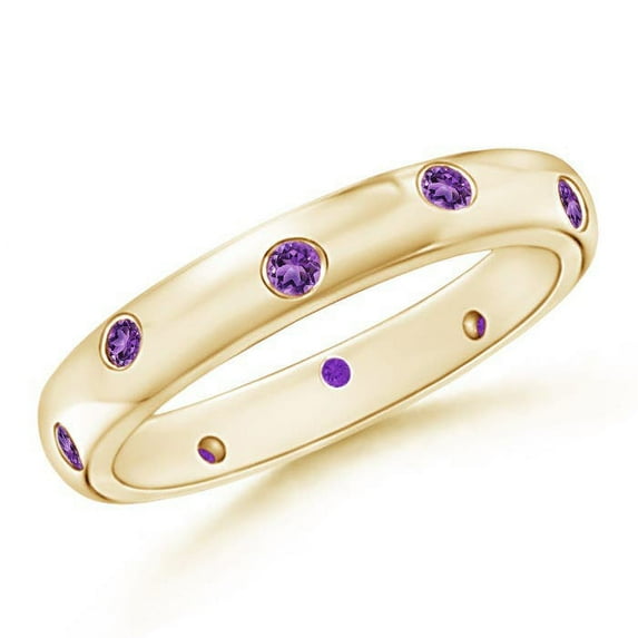 ANGARA Natural 0.3 Ct. Amethyst Stackable Wedding Ring in 14K Yellow Gold for Women (Ring Size: 8.5)
