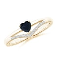 thumbnail image 1 of ANGARA Natural 0.3 Ct. Blue Sapphire with Diamond Heart Ring in 14K Yellow Gold for Women (Ring Size: 5.5), 1 of 9