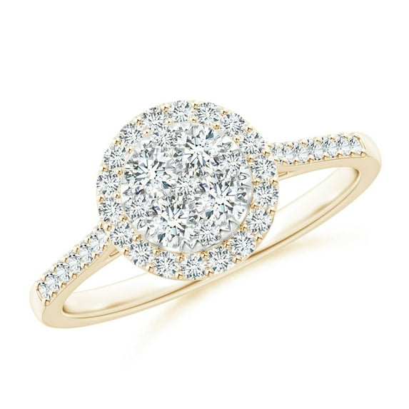 ANGARA Natural Composite Diamond Halo Engagement Ring in 14K Yellow Gold for Women (Size-2.6mm| Color-G| Clarity-VS2) | April Birthstone, Anniversary, Jewelry Gift for Women | Natural Diamond Ring