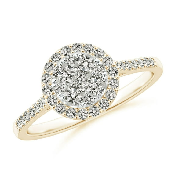 ANGARA Natural 0.3 Ct. Diamond Halo Engagement Ring in 14K Yellow Gold for Women (Ring Size: 11.5)