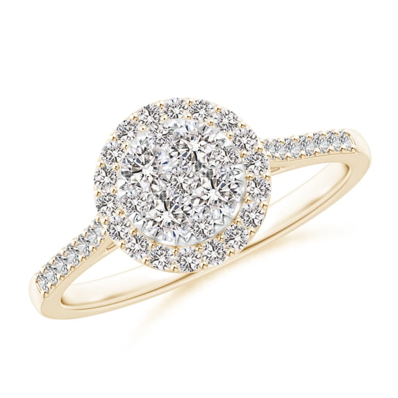 ANGARA Natural 0.3 Ct. Diamond Halo Engagement Ring in 14K Yellow Gold for Women (Ring Size: 3)