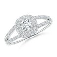 thumbnail image 1 of ANGARA Natural 0.3 Ct. Diamond Halo Ring in 14K White Gold for Women (Ring Size: 3.5), 1 of 10